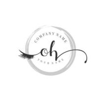 initial OH logo handwriting beauty salon fashion modern luxury monogram vector