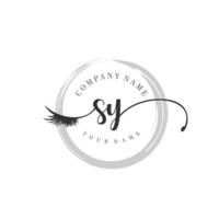 initial SY logo handwriting beauty salon fashion modern luxury monogram vector