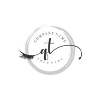 initial QT logo handwriting beauty salon fashion modern luxury monogram vector