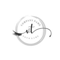 initial VT logo handwriting beauty salon fashion modern luxury monogram vector