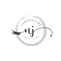 initial NJ logo handwriting beauty salon fashion modern luxury monogram vector