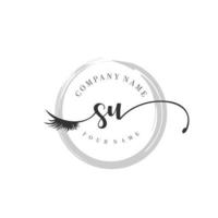 initial SU logo handwriting beauty salon fashion modern luxury monogram vector