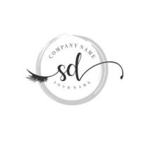 initial SD logo handwriting beauty salon fashion modern luxury monogram vector