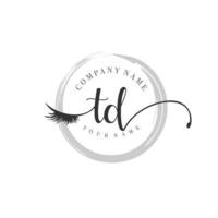 initial TD logo handwriting beauty salon fashion modern luxury monogram vector