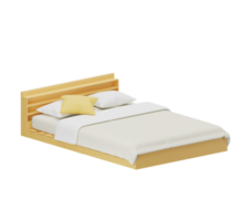 lit en bois avec couette moelleuse blanche png