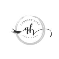 inicial qh logo escritura salón de belleza moda moderno lujo monograma vector