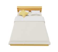 cama de madera con edredón blanco suave png