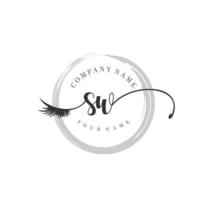 logotipo de sw inicial escritura salón de belleza moda moderno lujo monograma vector