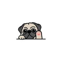 Cute pug dog cartoon, vector illustration