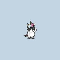 Funny unicorn with sunglasses cartoon, vector illustration
