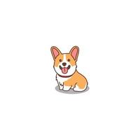 Cute corgi dog sitting cartoon, vector illustration