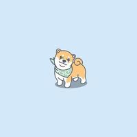 Cute shiba inu puppy with bandana cartoon, vector illustration