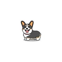 Cute corgi tricolor dog cartoon, vector illustration