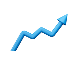 Round Growth Arrow. Up blue shiny 3d graphs. 3d illustration isolated png