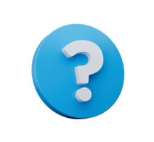 Blue question mark icon sign or ask FAQ answer Symbol isolated 3D illustration png