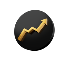 Gold arrow Growth Sign with black circle png