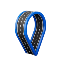 blaues Lageplan-Pin-Symbol mit asphaltierter Straße 3D-Illustration png