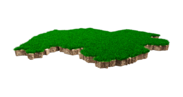 carte du gabon coupe transversale de la géologie des sols avec de l'herbe verte et de la texture de la roche illustration 3d png