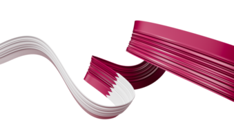 Qatar flag Ribbon 3d illustration on isolated png