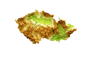 Czechia Map Shaded relief Color Height map 3d illustration png