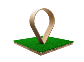 Standort-Pin-Symbol auf Grasfleck 3D-Illustration Lebensmittelgeschäft-Symbol png