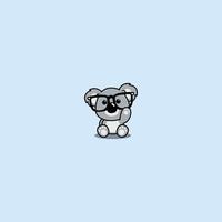 Cute koala with big glasses cartoon, vector illustration