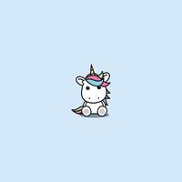 Cute unicorn sitting cartoon, vector illustration