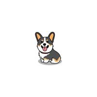 Cute corgi tricolor dog sitting cartoon, vector illustration