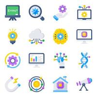 Pack of Science and Lab Flat Icons vector