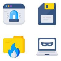 Pack of Security and Encryption Flat Icons vector