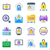 Pack of Hacking Flat Icons vector