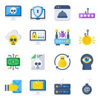 Pack of Hacking and Security Flat Icons vector