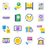 Pack of Shopping, Buying and Purchase Flat Icons vector