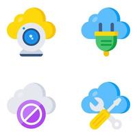 paquete de iconos planos de tecnología y computación en la nube vector