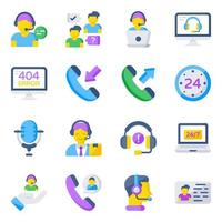 Pack of Customer Service Representative Flat Icons vector