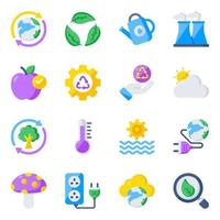 Pack of Eco and Recycling Flat Icons vector