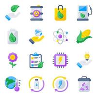 Pack of Eco Flat Icons vector