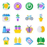 Pack of Eco and Reprocess Flat Icons vector