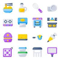 Pack of Kitchen Tools and Equipment Flat Icons vector