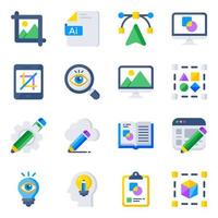 Pack of Graphic Tools Flat Icons vector