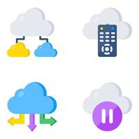 Pack of Cloud Computing and Storage Flat Icons vector