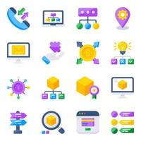 paquete de iconos planos de negocios y análisis vector