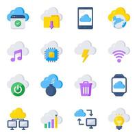 Pack of Cloud Service Flat Icons vector