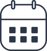 kalender ikon i svart färger. utnämning schema tecken illustration. png