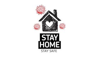 Stay home stay safe doodle illustration. Quarantine. Pandemic coronavirus. vector