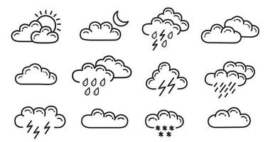 Weather icons, Meteorology. Sky condition prediction. Vector illustration