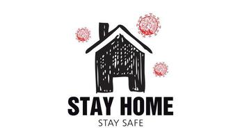 Stay home stay safe doodle illustration. Quarantine. Pandemic coronavirus. vector