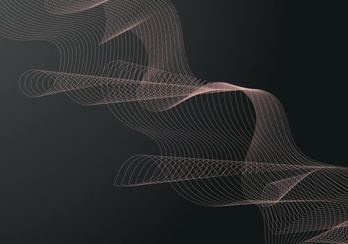 Abstract vector circle halftone black background. Gradient retro line pattern design. Monochrome graphic.