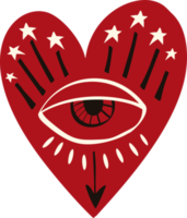 coeur magique bizarre. coeur de la saint-valentin dans un style doodle png