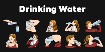 Drinking of water vector